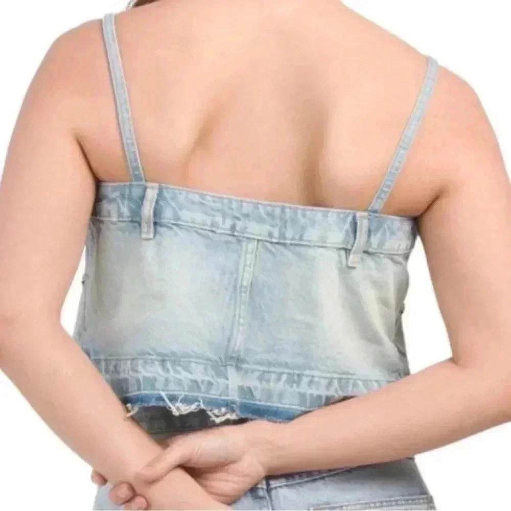 ZARA Denim Crop Top Size Medium NWT - Picture 9 of 11